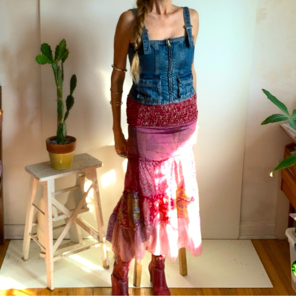 100% Silk Patchwork Skirt